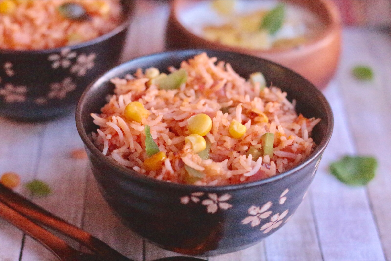 Tomato Corn Pulao with Basil