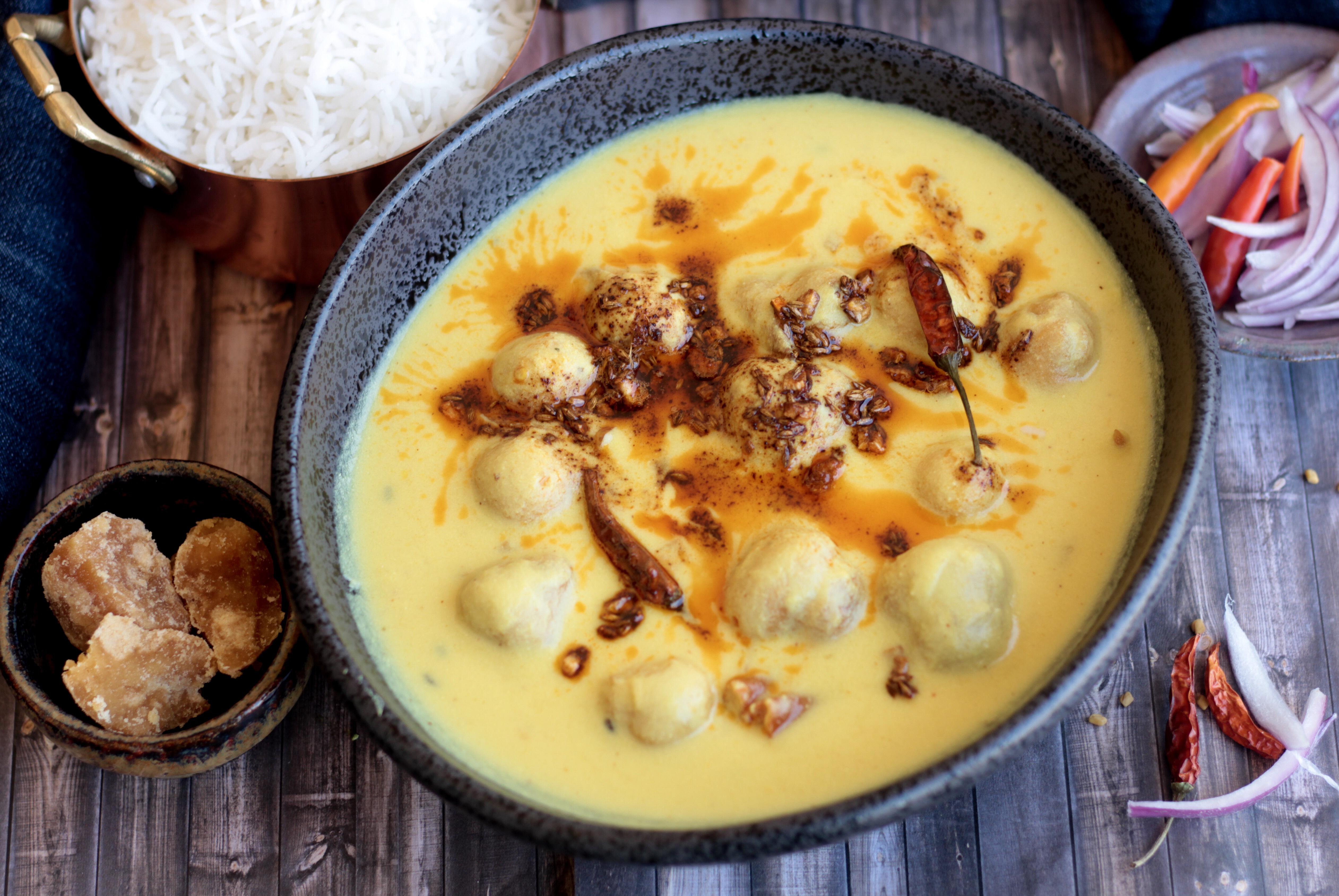 PUNJABI PAKORA KADHI ( Spiced Buttermilk Soup with Onion Chickpea Fritters)