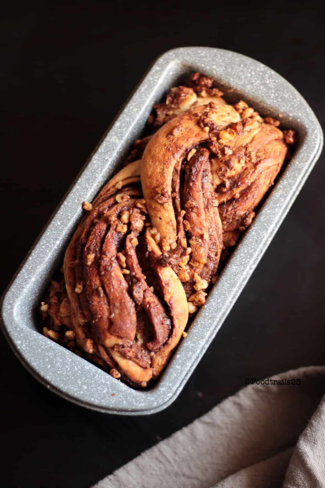 Eggless Chocolate Walnut Babka foodtrails