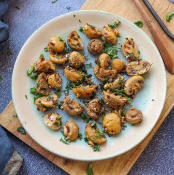 Roasted Air Fryer Garlic Butter Mushrooms